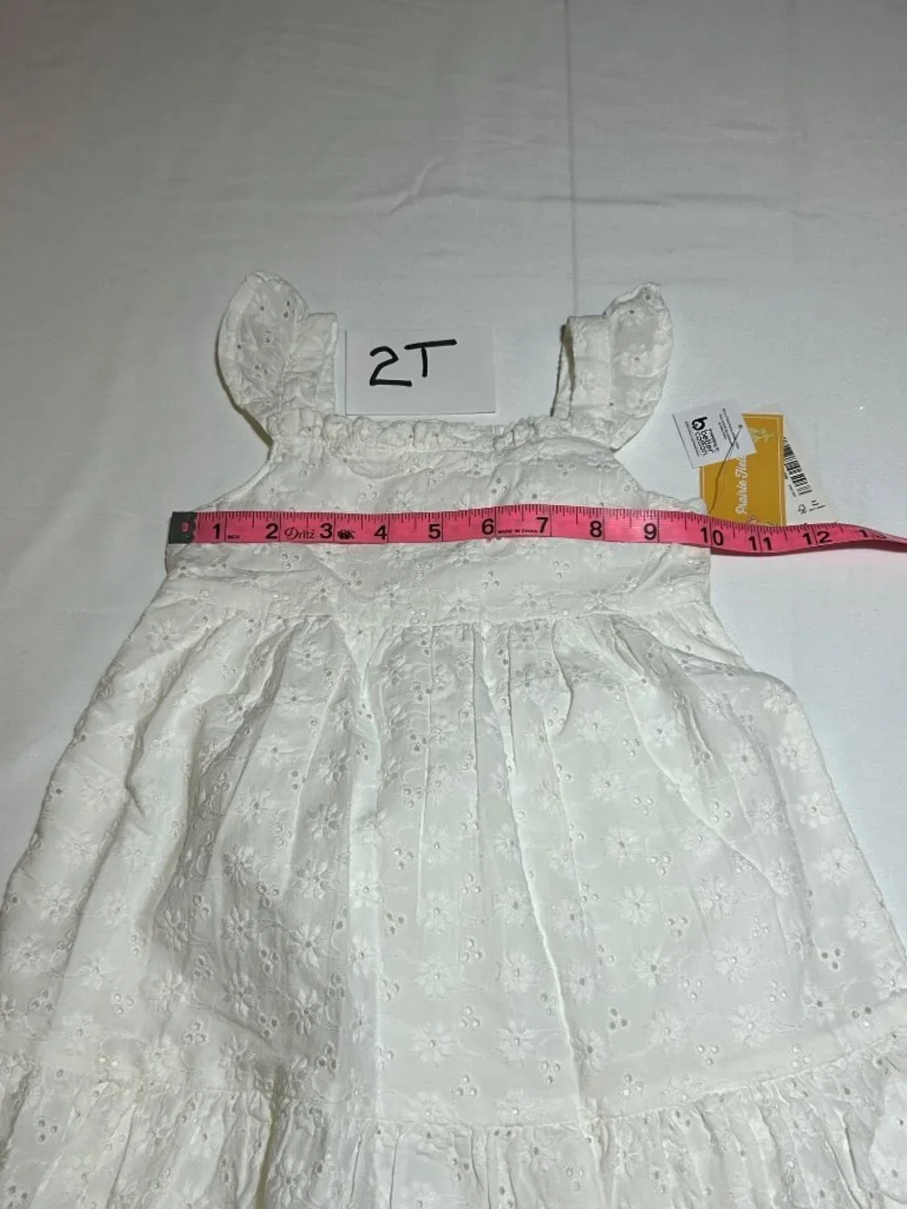 Gymboree Girls White Bunny's Tail Sleeveless Eyelit Flutter Dress Prairie Fields